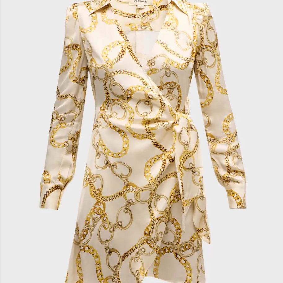 Amani Chain Mini Wrap Shirt Dress